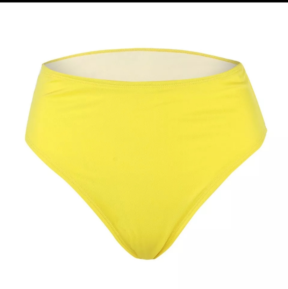 High Waist Front Tie Cheeky Bikini Yellow - Picture 3 of 7